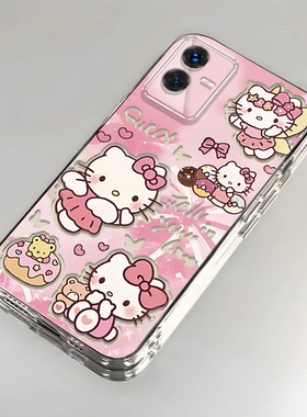 卡通kt猫vivoT2x壳透明v2188a全包防摔软高级男女可爱套外壳