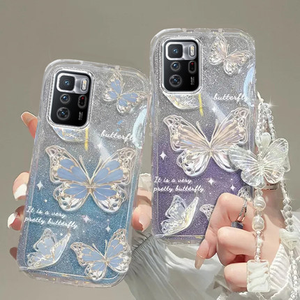 红米note10PRO手机壳红米note 13透明12蝴蝶套全包+防摔T潮4奢华14高档11手链8闪粉9男女10a潮7薄5款6新redmi