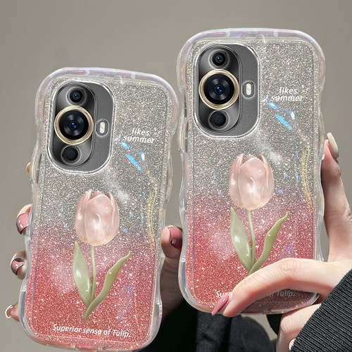 粉色郁金香透明壳高档手机套