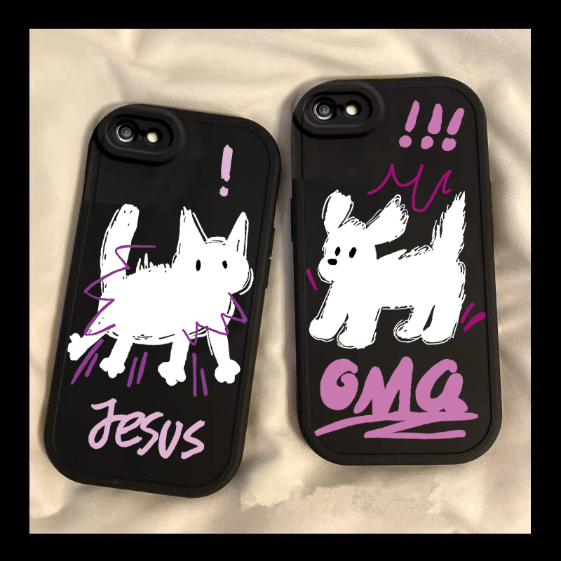 苹果4 4s大眼睛-惊吓猫狗 手机壳硅胶新款高档卡通可爱全包套保护套软