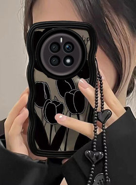 华为mate70手机壳mate50/60/40/30/20/pro全包E波浪边女透明软硅胶磨砂防摔外壳套郁金香