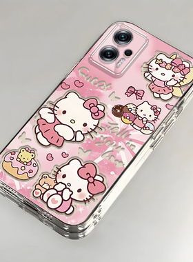 卡通kt猫红米Note12TPro壳透明23054RA19C全包防摔可爱套外壳