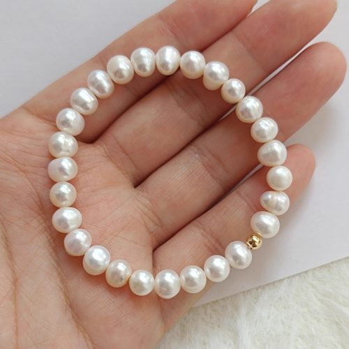 超高性价比！天然淡水珍珠进口弹力线手链不掉色真珍珠简约气质女