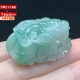 缅甸A货翡翠老坑冰飘绿精雕貔貅挂件吊坠口含珠男女款 送礼带证书