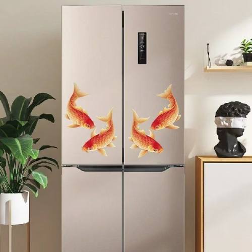 招财锦鲤送福冰箱贴纸专用自粘防水装饰画对开门冰箱贴纸冰箱门贴