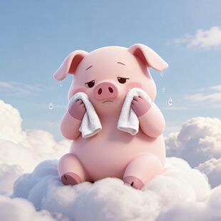 可爱治愈小猪夏日流汗室内自粘贴画儿童房间墙上窗户装饰卡通贴纸