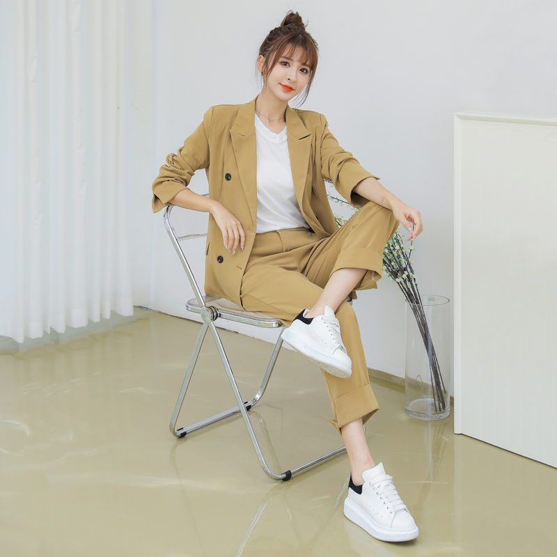 PF20003#新款 西装 九分裤 时尚套装 两件套女裝貨源服裝批發
