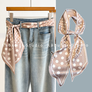 波点小长条腰带窄丝巾女护颈围脖子搭配裙子牛仔裤领带发带薄围巾