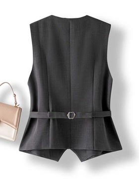 灰色西装马甲女款外穿背心2025秋季新款无袖叠穿短款高端百搭坎肩