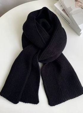 新款简约针织围巾女韩版减龄百搭灰色秋冬季保暖毛线围脖经典