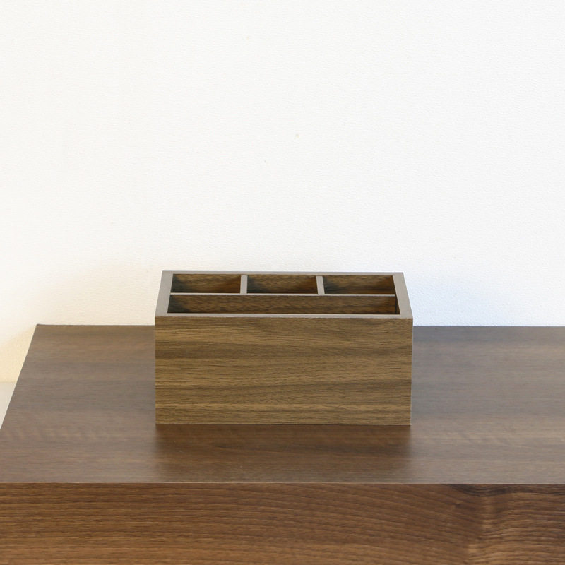 厂家货源胡桃木色简约家居日用四格遥控器收纳盒木质办公桌面笔筒,收纳整理,其他收纳盒,淘宝优惠券,粉丝福利购,淘宝优惠卷