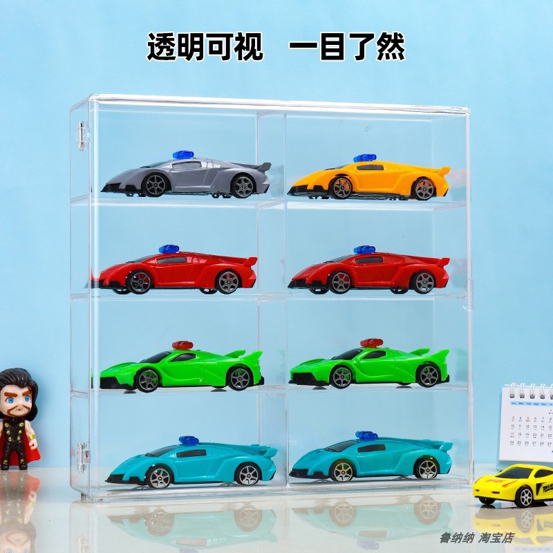 现货多美卡小汽车模型收纳盒展示架陈列柜风火轮玩具车位分格透明