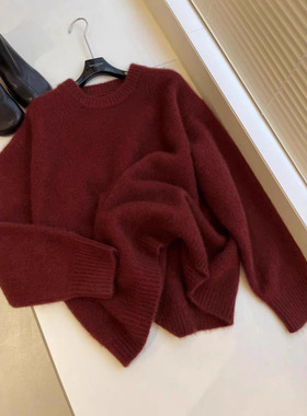 无D推荐！安可拉红色软糯山羊绒毛衣女冬2025新款套头保暖针织衫