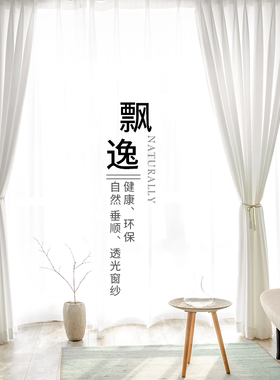 透光不透人飘窗白纱阳台隔断客厅卧室半遮光白色纱帘2026年新款