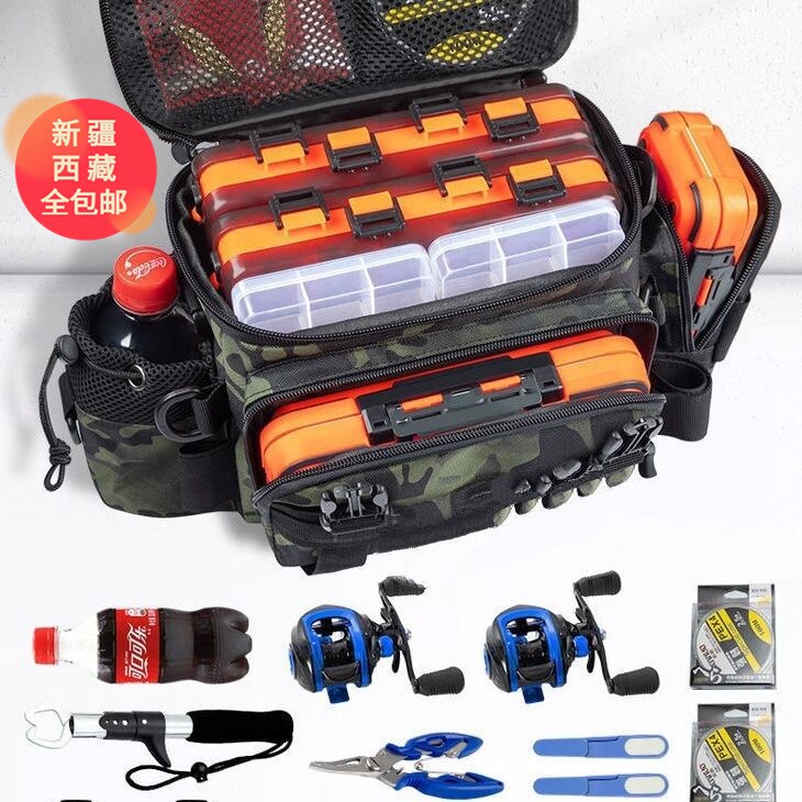 新疆西藏包邮路亚包多功能腰包路亚包斜挎竿包微物专用单肩包防水图片