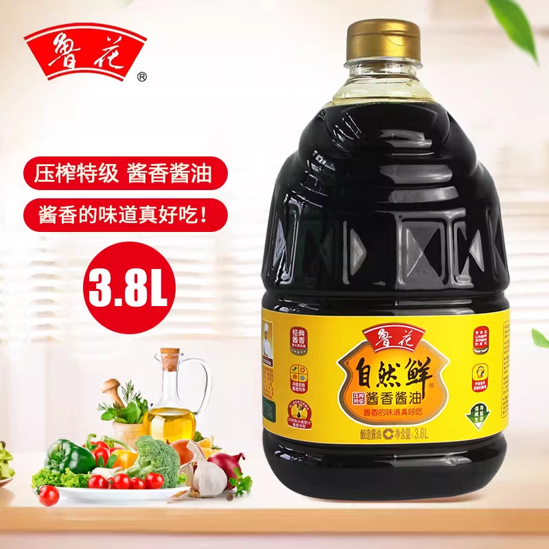 鲁花自然鲜酱香酱油3.8L 大桶装大豆酿造酱香酱油