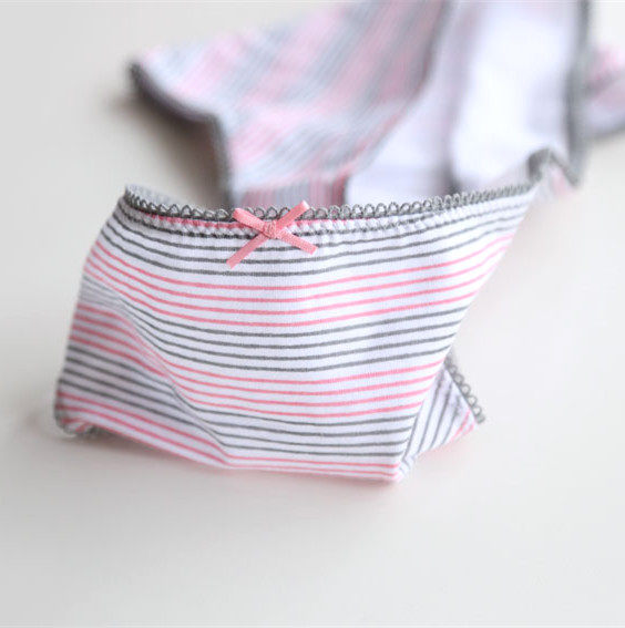 Panties 西班牙简约条纹舒适透气欧美女士纯棉低腰包臀内裤三角裤