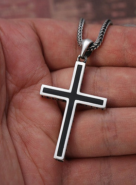 牌克罗s925纯银复古CH十字架吊坠羅心泰银简约男女款潮流项链挂饰