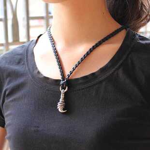 克罗潮牌复古克925纯银罗心男女吊坠CH十字架挂坠项坠皮绳项链