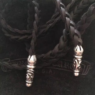 克罗潮牌CH复古925纯银项链吊坠皮绳手链男女罗心毛衣链羊皮颈链