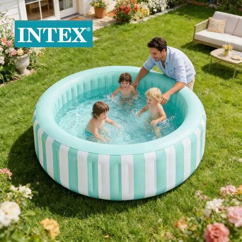 INTEX绿色条纹竖条水池家庭充气水池儿童水池戏水池加高加厚浴池