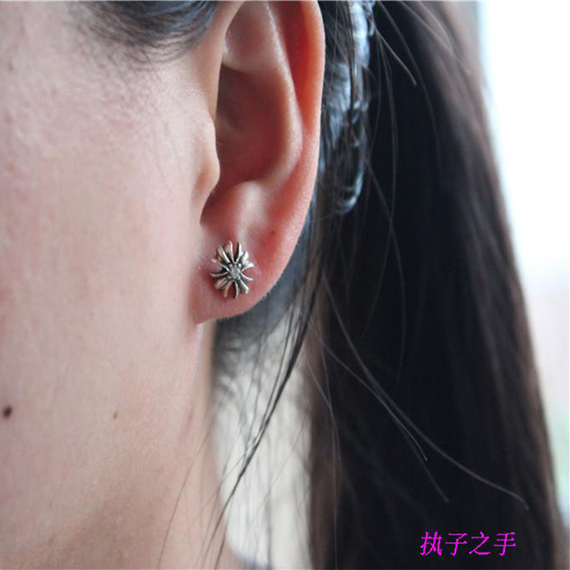 克罗潮牌男女款GDCH925纯银耳坠复古潮流十字架耳钉银饰耳环耳饰