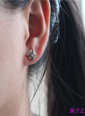 克罗潮牌男女克GDCH925纯银耳坠复古罗心十字架耳钉银饰耳环耳饰