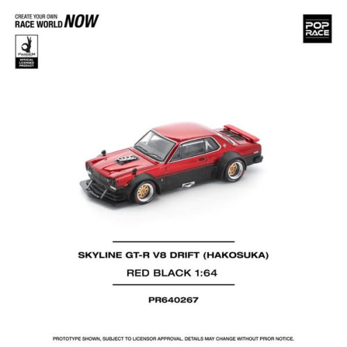 POPRACE 1:64 SKYLINE GT-R V8 DRIFT (HAKOSUKA) - RED BLACK