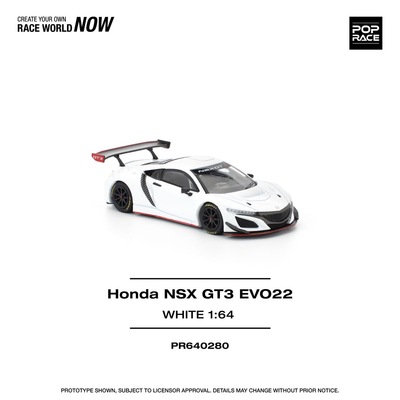 POPRACE 1:64 HONDA NSX GT3 EVO22 - WHITE-白色 仿真 合金车模