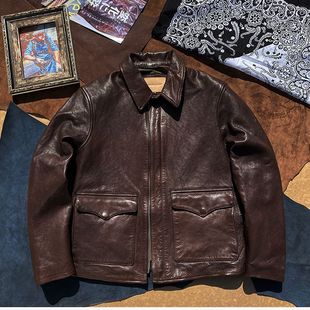 夺宝奇兵同款原生态山羊皮休闲皮衣修身短款头层植鞣真皮皮衣男