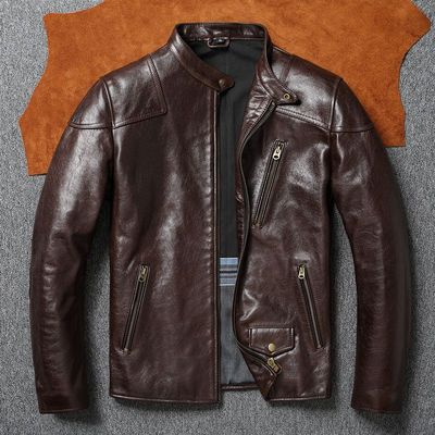 毒液同款油蜡植鞣做旧马皮皮衣男士机车摩托车服汤姆哈迪真皮外套