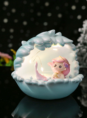 美人鱼海之精灵星星灯女孩卧室氛围小夜灯送闺蜜生日礼物树脂摆件