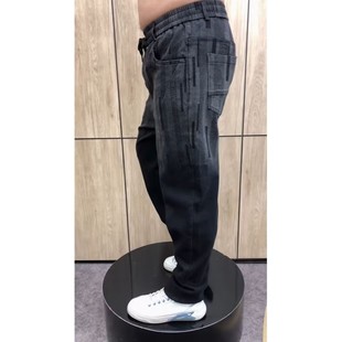 水洗弹力加肥老爹牛仔裤 百搭直筒裤 宽松男士 哈伦裤 潮 休闲裤 春秋季