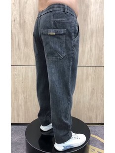 弹力直角老爹牛仔裤 百搭直筒长裤 宽松中年男士 哈伦裤 休闲裤 春秋季