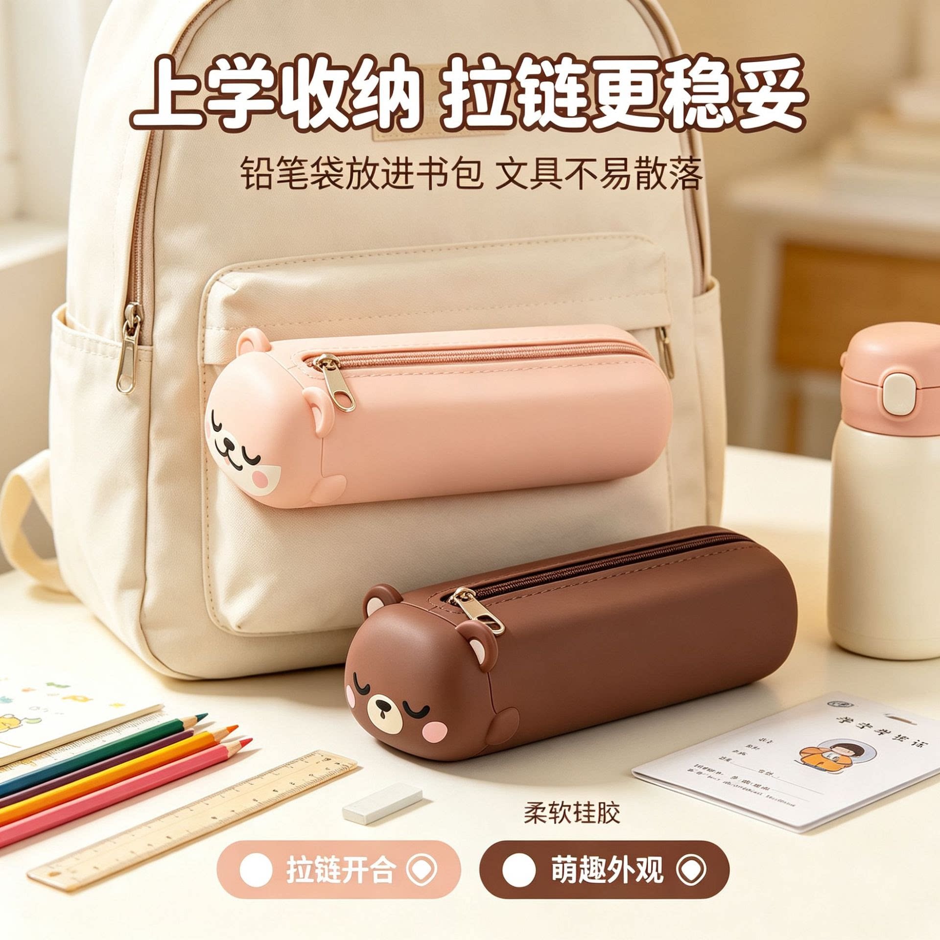 创意铅笔造型大容量硅胶笔袋
