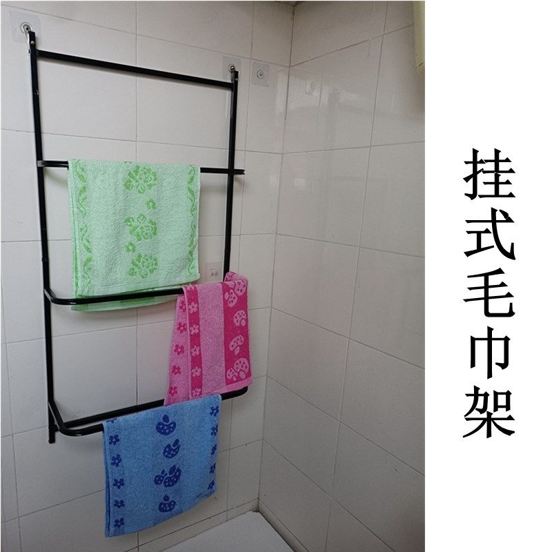 浴室毛巾架门后挂衣架免打孔置物架淋浴房玻璃门厕所卫生间挂浴巾