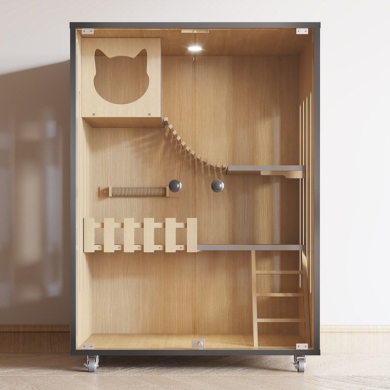 (新)猫别墅自动猫柜猫笼家用室内超大透气窝实木封闭式电动猫砂盆