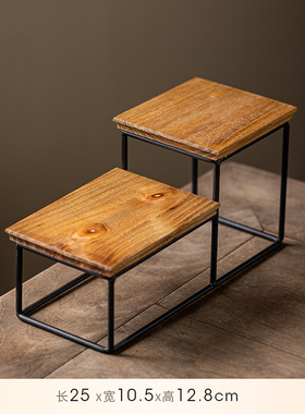 实木铁艺小号博古架子迷你桌面置物架茶几摆件底座工艺礼品摆饰方