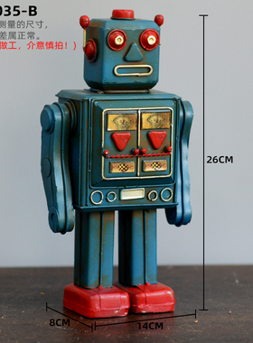 复古摆件怀旧铁艺留声机机器人模型酒吧餐厅店铺商场电视柜装饰品