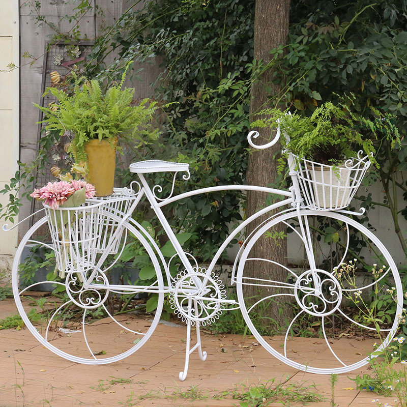 欧式创意摆件饰品家具商场店铺橱窗装饰道具田园铁艺自行车花架子
