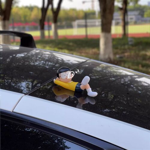 坐姿胖虎大雄汽车后备箱车屁股车尾油箱个性卡通公仔车载玩偶挂件