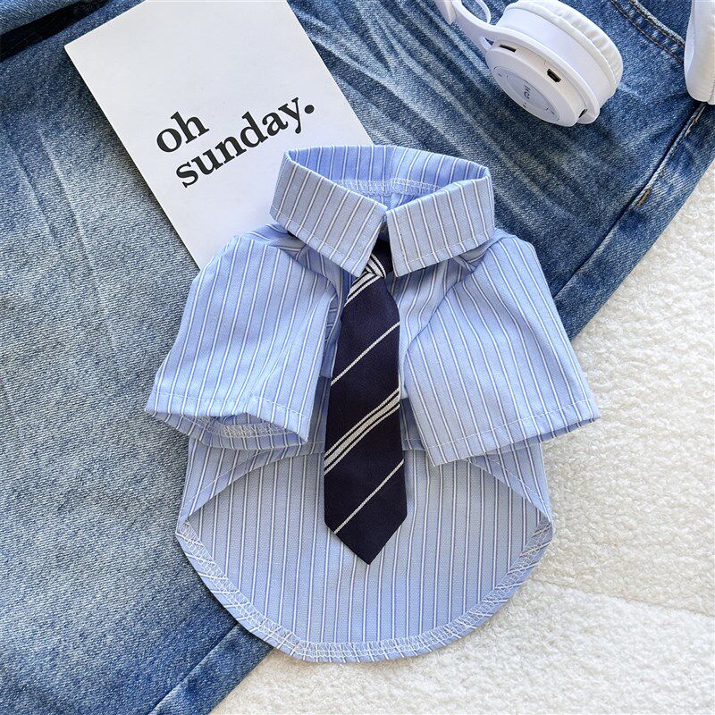 学院风男友!金毛衣服夏季新款大狗狗领带衬衫边牧春装薄款防掉毛