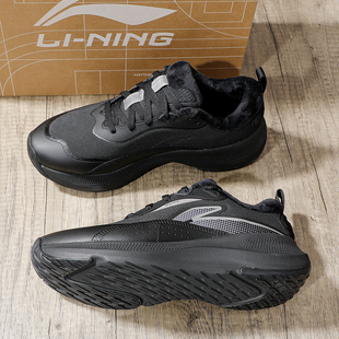 黑色秋冬保暖运动鞋 FLEECE加绒休闲鞋 新款 男2025冬季 李宁SOFT