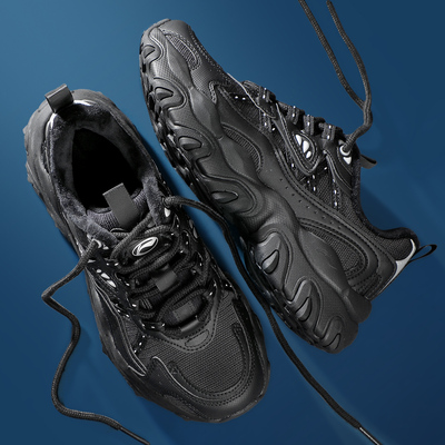 李宁休闲鞋女鞋2025冬季新款春款加绒猫爪鞋黑色运动鞋潮流老爹鞋