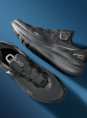 李宁SOFT GO MAX休闲鞋男2025新款旋钮潮流软弹运动鞋跑鞋AGLV001