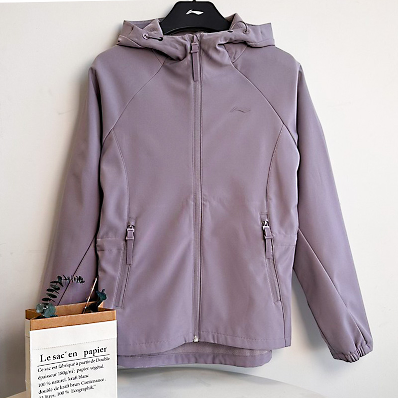 李宁加绒保暖风衣女防泼水连帽