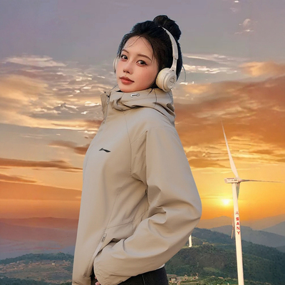 李宁连帽短款棉服女2025冬季新款户外保暖运动风衣休闲舒适外套男