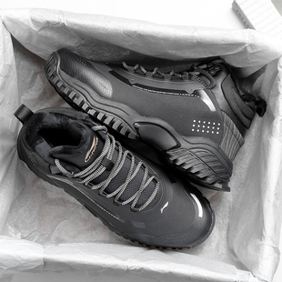 李宁霸虎加绒男鞋男2025冬季新款加厚保暖软底运动鞋防滑耐磨鞋子