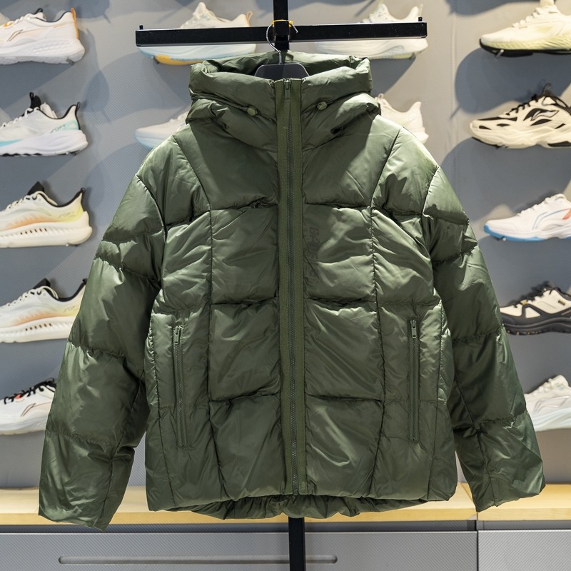 李宁加厚连帽短羽绒裤男2025冬季新款防风保暖面包服户外防水外套