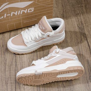 李宁草莓熊鞋子板鞋女2025春季新款姜饼人高帮软底休闲鞋AGCU176